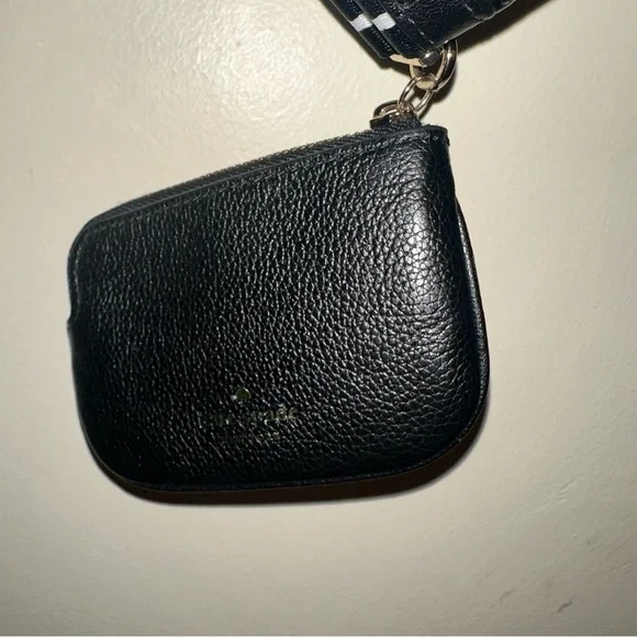 Kate Spade, Coin Purse, Black Tote with Stylish Striped Strap - Picture 5 of 5